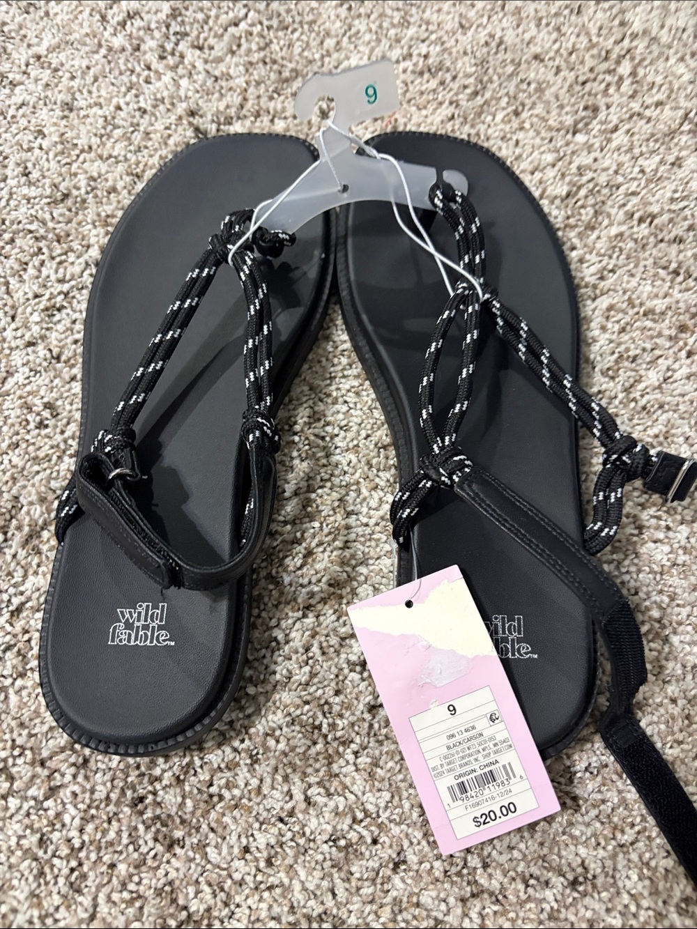 wild fable Black Braided Rope Tie Sandals